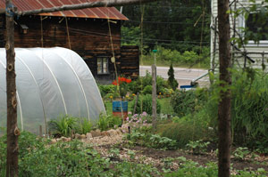 greenhouse and garage